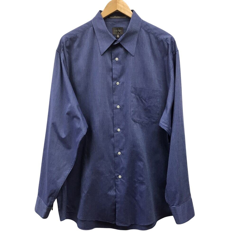 Calvin Klein Shirt Mens Size 17 34 35 Blue